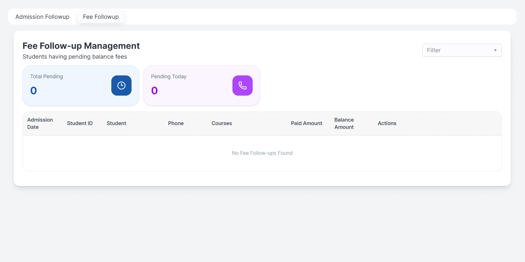 Fee Follow-up